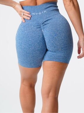 NVGTN Sky Blue Scrunch Seamless Shorts XS